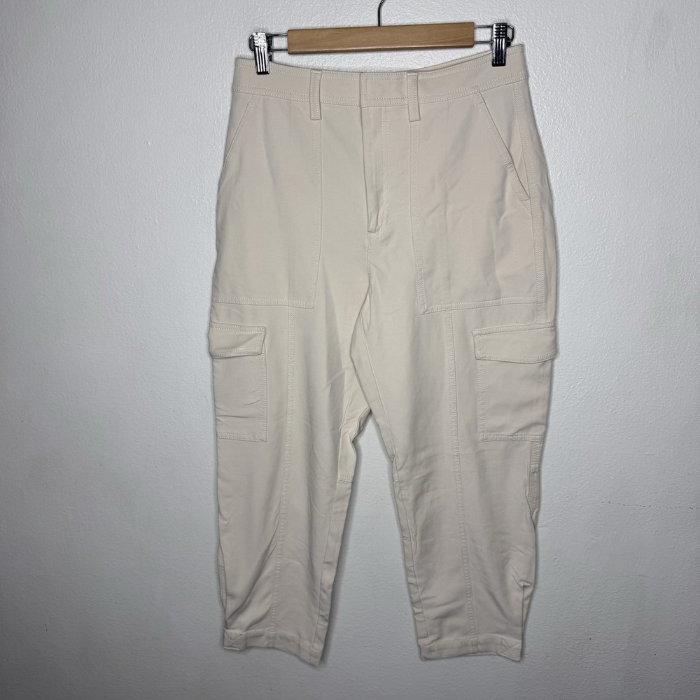 Banana Republic Beige Refined High Rise Tapered Cargo Pants Women's 6 Rayon‎